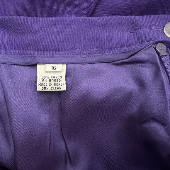 Vintage 1980s Christian Dior Purple Power Suit Women’s Size 16 Blazer Skirt Set - Picture 14 of 16